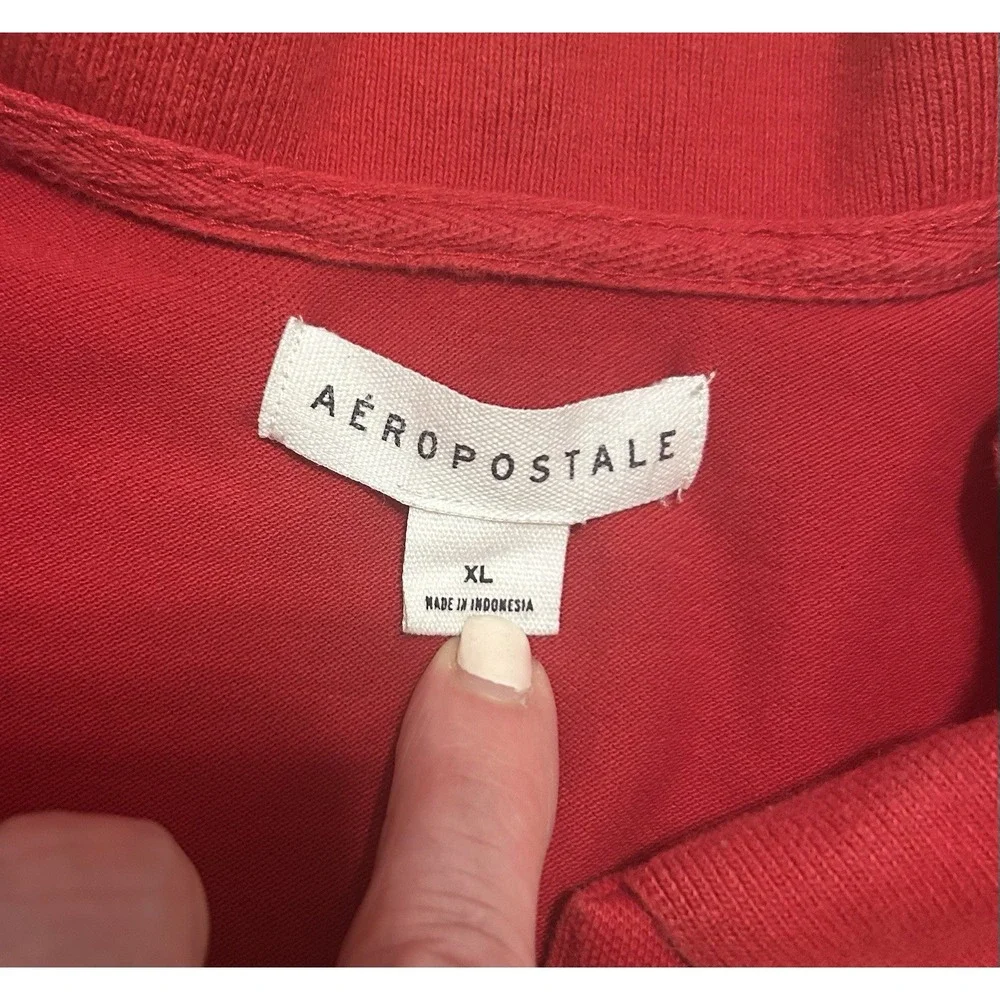 Aeropostale Polo Shirt Womens XL Red Short Sleeve Logo A87 Slim Fit‎ Y2K Preppy